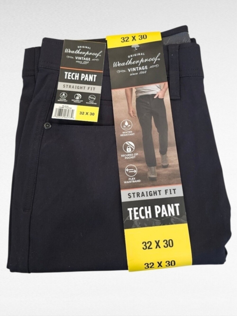 Original Weatherproof Vintage Straight Fit Tech Pants Black 32 x 30